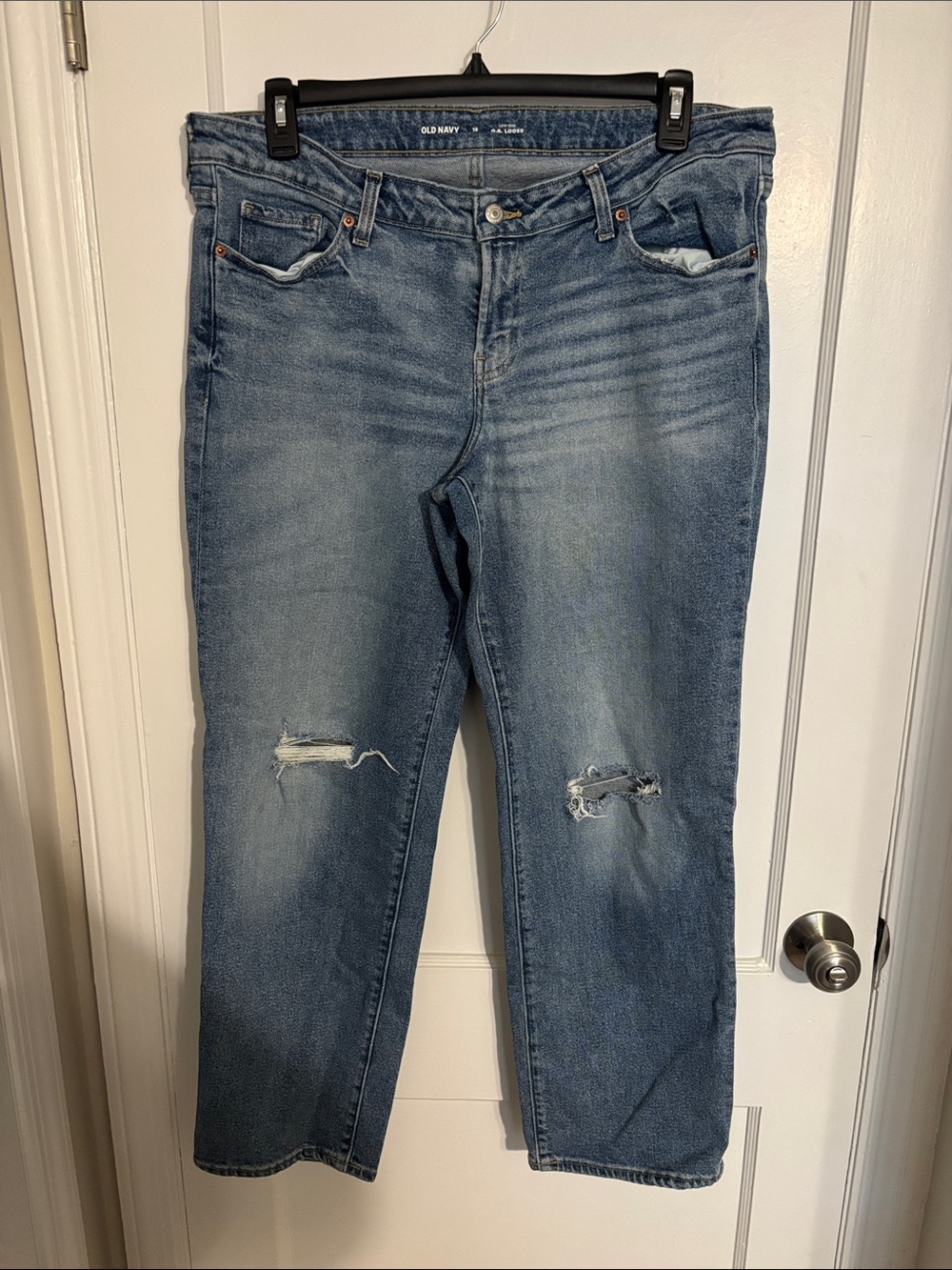 Old Navy Light Blue Boyfriend Jeans with Knee Distress